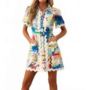 Prosperina Beatrice Mini Dress Cotton/Linen Large NWT